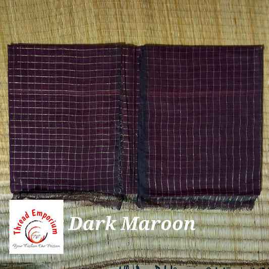 Dark maroon cotton saree
